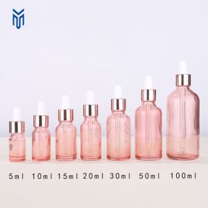Wholesale empty 5ml 10ml 15ml 20ml 30ml 50ml 100ml 200ml pink Glass Serum Dropper Bottle Essential Oil Bottle with Pipette