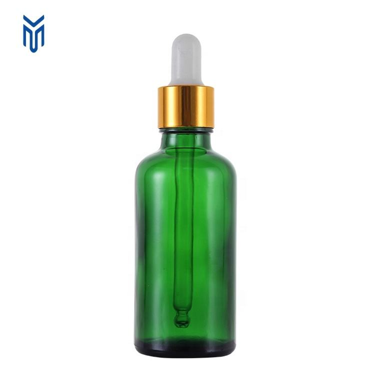 Wholesale empty 5ml 10ml 15ml 20ml 30ml 50ml 100ml 200ml green serum bottle essential oil bottle glass dropper bottle