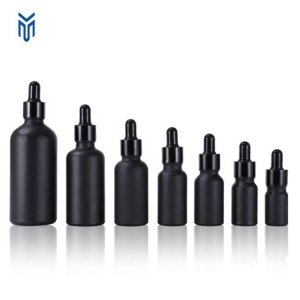 Wholesale empty 5ml 10ml 15ml 20ml 30ml 50ml 100ml 200ml matte Black Glass Spiral Mouth Serum Bottle Matte Black Dropper Bottles