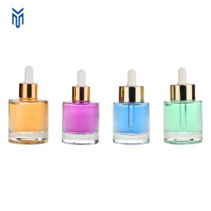 Luxury 30ml 1oz Thick-bottomed Flat Shoulder Round Skin Care Glass Serum Bottle Essential Oil Glass Dropper Bottle