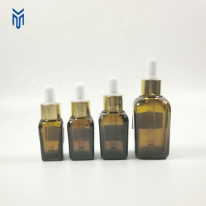 Wholesale square Shape amber Essential Oil Bottle 10ml 15ml 20ml 30ml 50ml 100ml Brown Serum Glass Bottle with Dropper