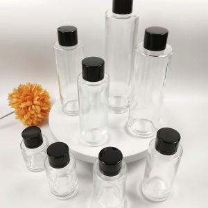 20ml 30ml 40ml 50ml 60ml 80ml 100ml 120ml Flat Shoulder Cylinder Spiral Mouth Transparent Glass Lotion Bottle for Skin Care Products