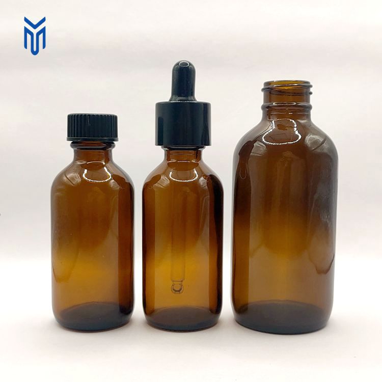 Amber boston glass bottle