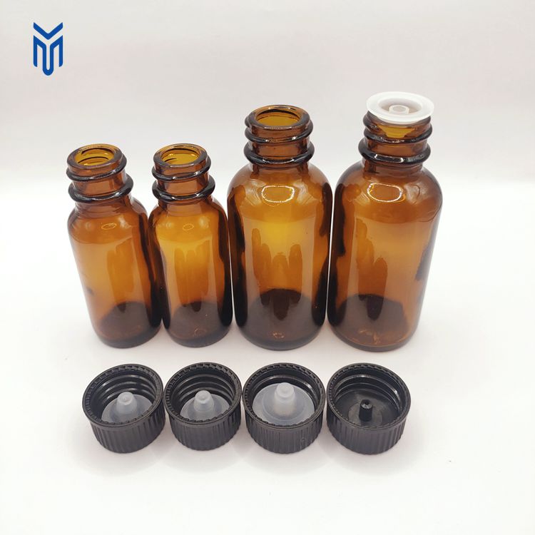 Amber boston glass bottle