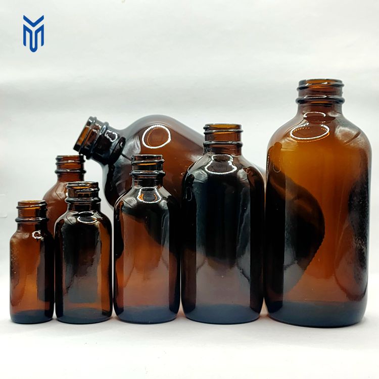 Amber boston glass bottle