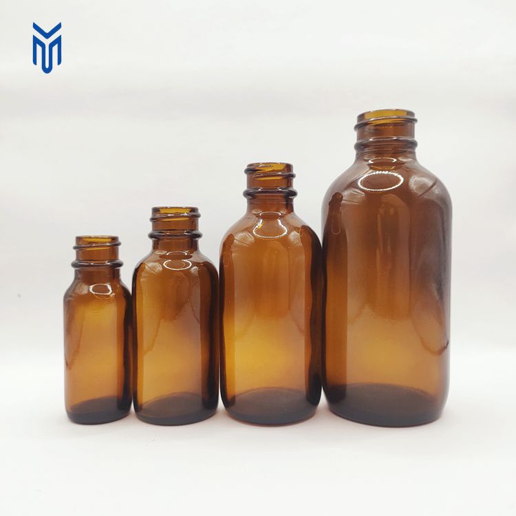 Amber boston glass bottle