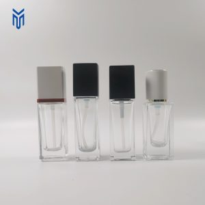 square 30ml Transparent Glass Foundation Bottle Packaging Essence Emulsion Press Pump Head Glass Bottle