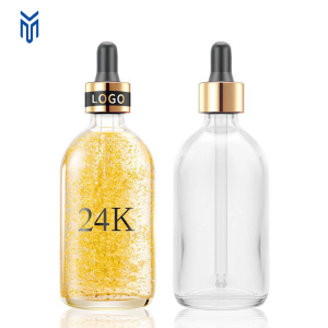 Luxury 100ml clear Round Thick Glass Hair Serum Bottle Essential Oil Bottle Dropper Packing Bottles for Face Serum