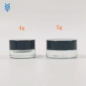 Wholesale 4g 5g clear Mini Glass Small Jar Eye Cream Packaging with Black Lid
