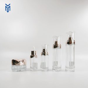 Custom Luxury Cream Jar Glass Skin Care Lotion Pump Bottle Set Cosmetic Bottle Set