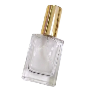 Wholesale 30ml Rectangular Glass Perfume Bottles 1OZ Screw Type Empty Perfume Glass Spray Bottle with Gold Aluminum Atomizer