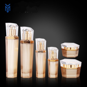 Luxury Rose Gold Transparent Glass Hexagonal lotion Bottle and cream Jar 20ml 40ml 90ml 110ml 20g 50g for Cosmetics Liquid Packaging